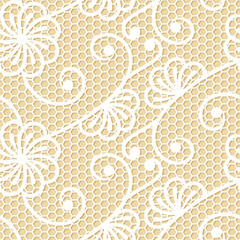 Seamless lace pattern on beige background