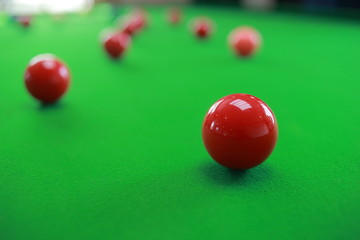 Snooker ball on snooker table