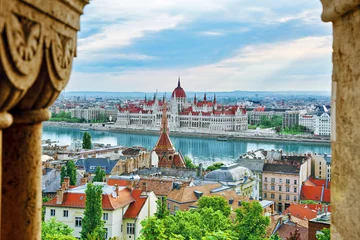 Acrylic prints Széchenyi Chain Bridge Panorama View on Budapest city from Fisherman Bastion.
