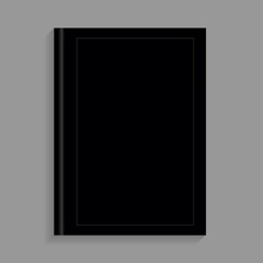 Mockup of blank black book cover. Realistic Textbook, booklet, notepad or notebook for your design and branding