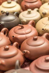 Collection decorated teapots on Panjiayuan flea market, Beijing, China