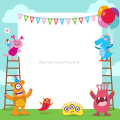 Cute Monster birthday invitaiton card