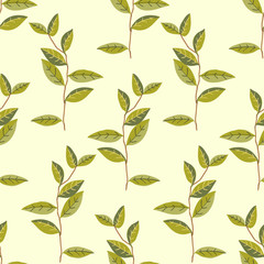 Vector green plants seamless pattern background