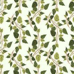 Vector green plants seamless pattern background