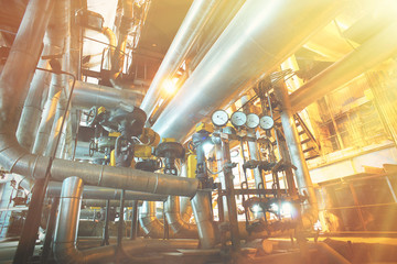 Industrial zone, Steel pipelines, valves and pumps