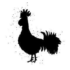 Rooster, cock, red Chinese zodiac vector illustration. Logo, emb