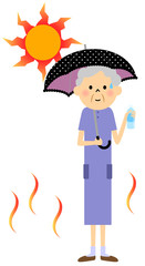 熱中症対策をする高齢者 