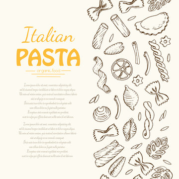 Vertical seamless pattern with Italian pasta