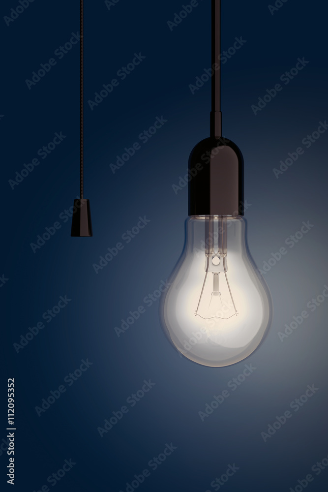 Aufkleber Light Bulb with Cord Switch. 3d Rendering