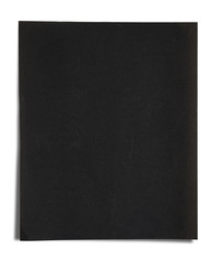 Black sandpaper texture, isolated on white background