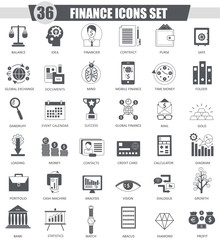 Vector Finance black icon set. Dark grey classic icon design for web.