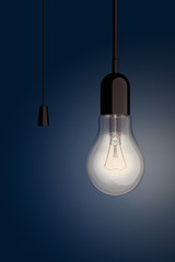 Light Bulb with Cord Switch. 3d Rendering