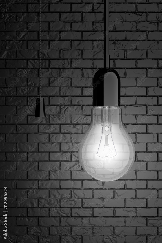 Aufkleber Light Bulb with Cord Switch. 3d Rendering