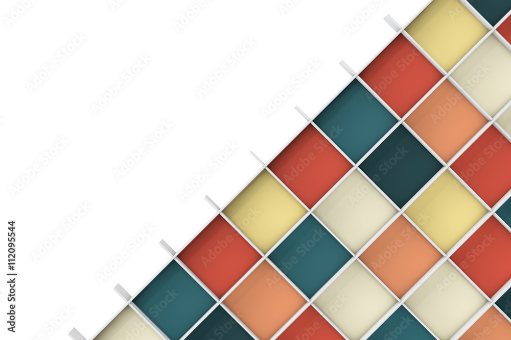 Poster Empty Colorful Shelves. 3d Rendering