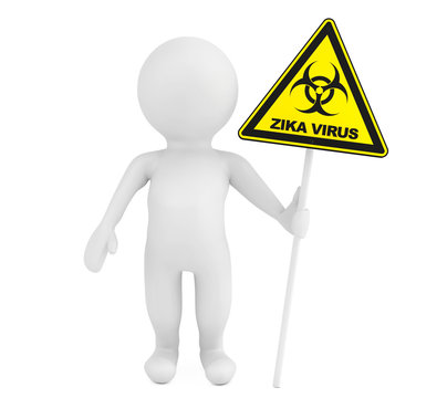 3d Person with Zika biohazard sign. 3d Rendering