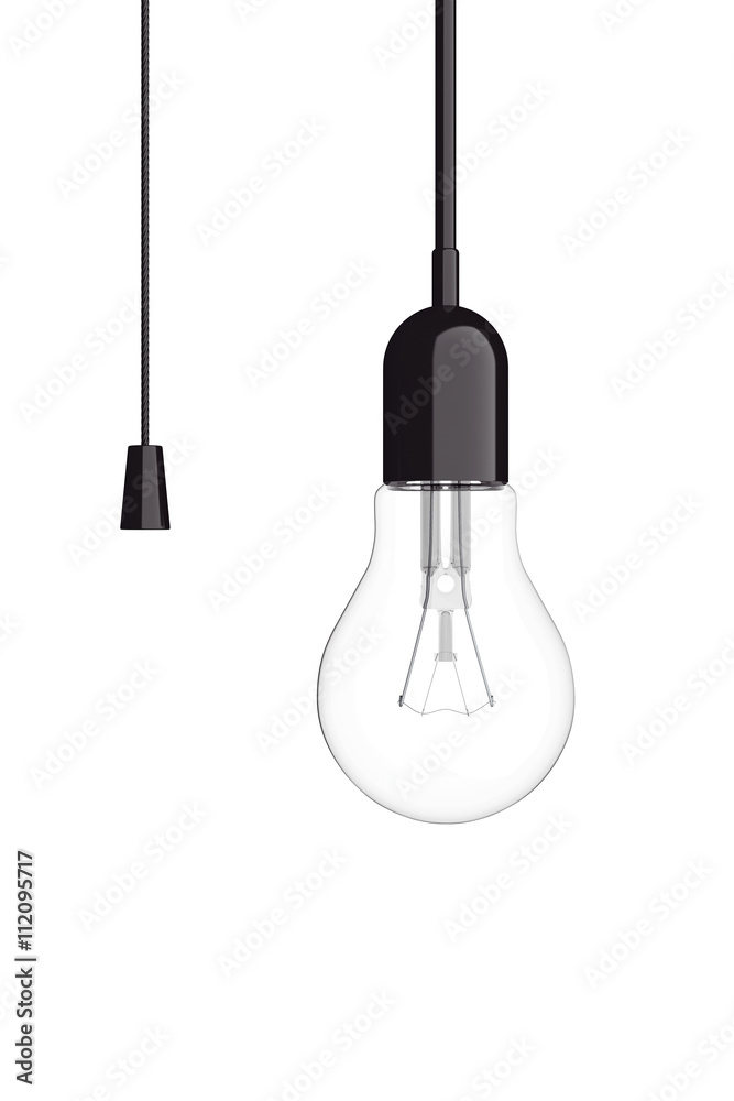 Aufkleber Light Bulb with Cord  Switch. 3d Rendering
