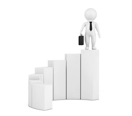 3d Person over Diagram. 3d Rendering