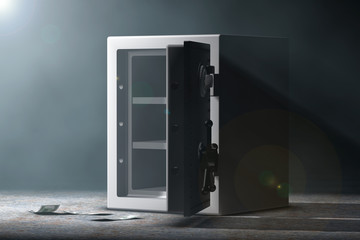 Steel Bank Safe. 3d Rendering