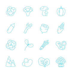 Thin lines icon set - vegetable