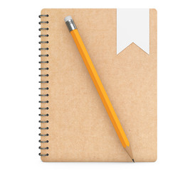 Personal Diary or Organiser Books with Pencil. 3d Rendering