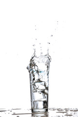 Water splashes in the glass