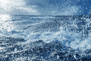 Drops of water over sea background