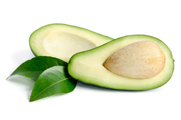 fresh avocado isolated on white background.