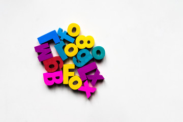 Colorful blocks of letters