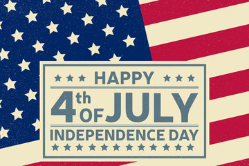 Happy Independence Day background template. Happy 4th of july poster. Happy 4th of july and Independence day on top of American flag. Patriotic banner. Vector illustration.