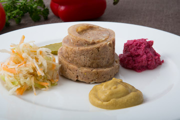 Meat jello with snacks