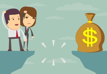 Businessmen in front of a gap