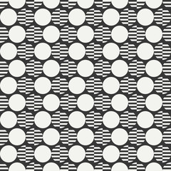 Geometric line monochrome abstract hipster seamless pattern with round. Сircle. Wrapping paper. Scrapbook. Stripes. Vector illustration. Background. Graphic texture. Design, wallpaper. Constructionism
