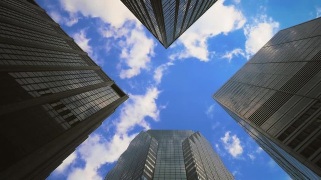 Low angle timelapse view on New York City skyscrapers Manhattan NYC