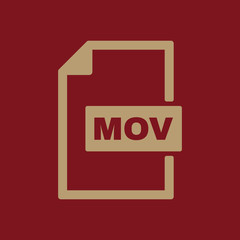 The MOV icon. Video file format symbol. Flat