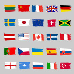 Set Of 25 Flags - Grunge