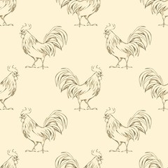 Rooster. Seamless pattern 2