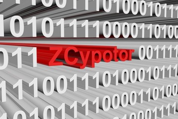 ZCypotor in the form of binary code, 3D illustration
