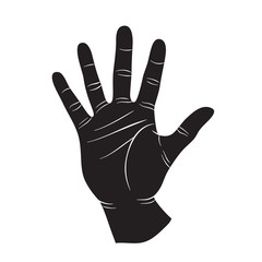 Fototapeta premium Human hand icon lisolated on white backgound. Human palm shape. High five sign siluette black on white.