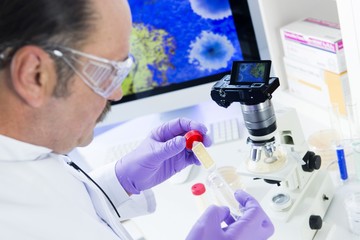 Hygienekontrolle im Labor mit Digitalmikroskop