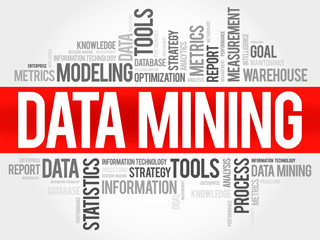 Fototapeta premium Data Mining Technology Strategy word cloud, business concept