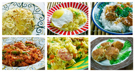 Food set of rice  dish .
