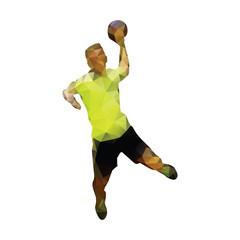 Handball player abstract geometric silhouette. Polygonal handbal