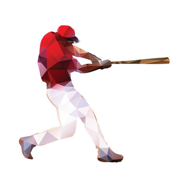 Abstract baseball player. Geometrical isolated silhouette. Baseb