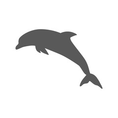 Monochrome Dolphin Isolated on White Background
