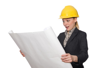 Young architect isolated on white