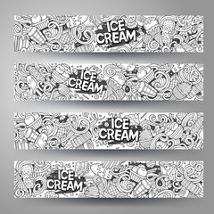 Cartoon line art vector doodles ice cream corporate identity