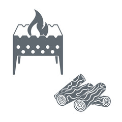 Brazier and firewood  icon on a white background