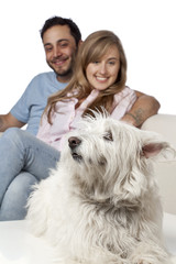 couple and dog