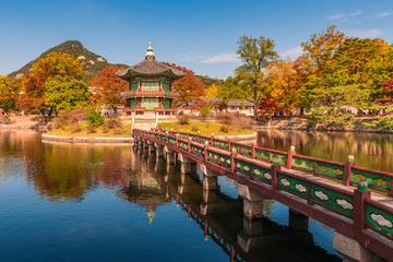 Autumn of Gyeongbokgung Palace in Seoul ,Korea..