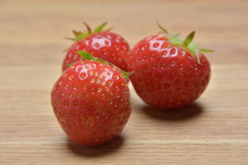 Strawberries on wooden Background 
